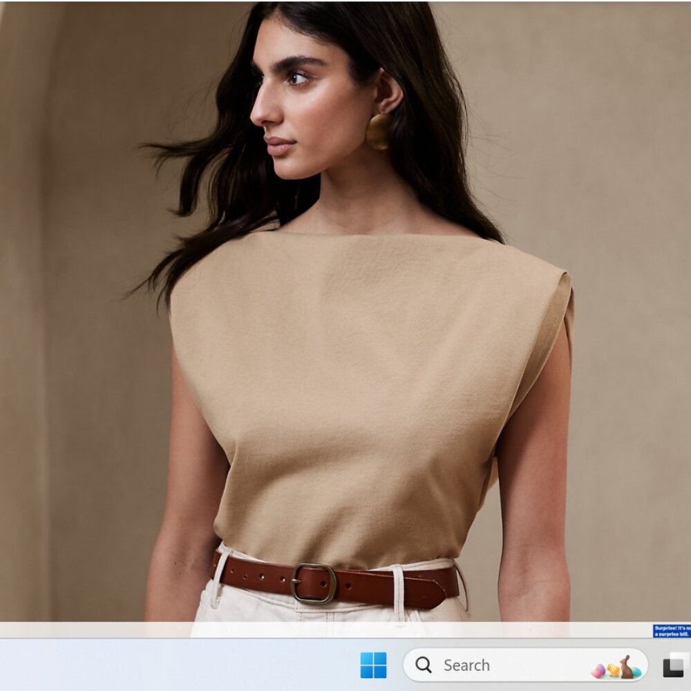 Banana Republic Sharp-Shoulder Heavy Cotton Tank in Maverick Tan